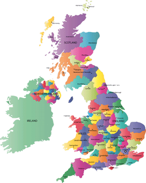 Harta regiuni Anglia
