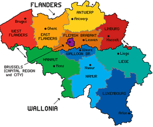 Harta regiunilor din Belgia