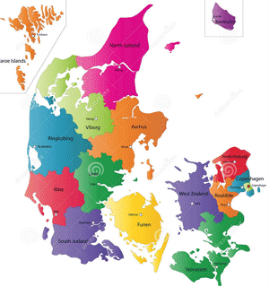 Harta regiunilor din Danemarca