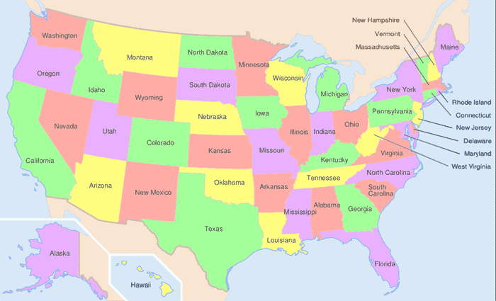 Harta America pe state